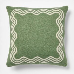 Studio McGee 24"x24"  Jacquard Knit Pillow with Scallop Pattern Bright Olive
